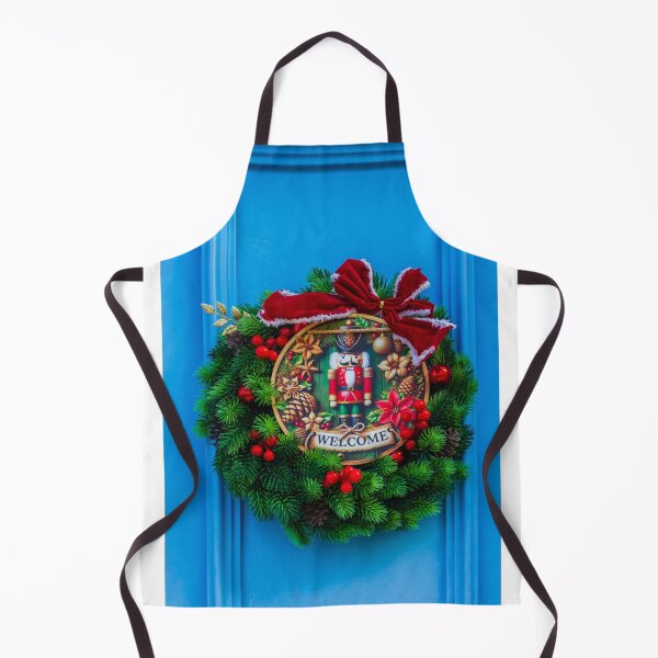 Item preview, Festive Christmas Wreath With Nutcracker Motif And Welcome Sign On Bright Blue Door designed and sold by Nmallia.