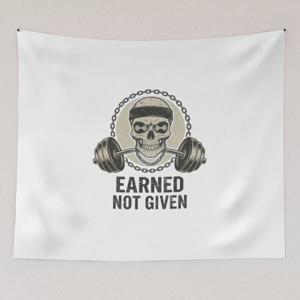 Item preview, Vintage Earned Not Given Skull Gym Art designed and sold by t-shirt studio.