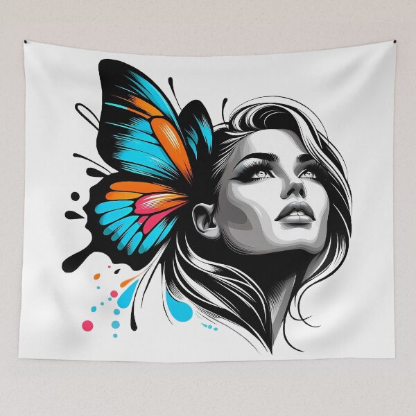 Item preview, Butterfly Woman Transformation Freedom Art Design designed and sold by DrawDrip.