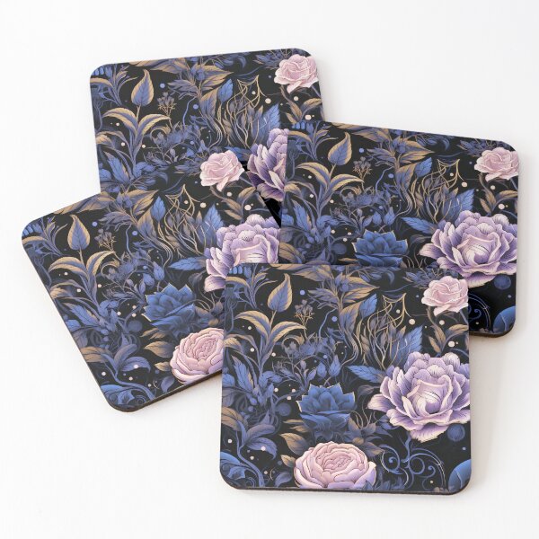 Item preview, Gothic Bloom: Skulls and Roses in Midnight Blue and Lilac designed and sold by CharlieDesings.