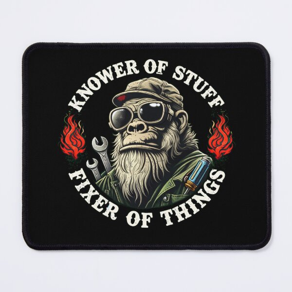 Item preview, Knower of Stuff Fixer of Things T-Shirt, Funny Mechanic Monkey Gift, Bearded Handyman Humor Graphic Tee for Men designed and sold by JoyBoyStudio1.