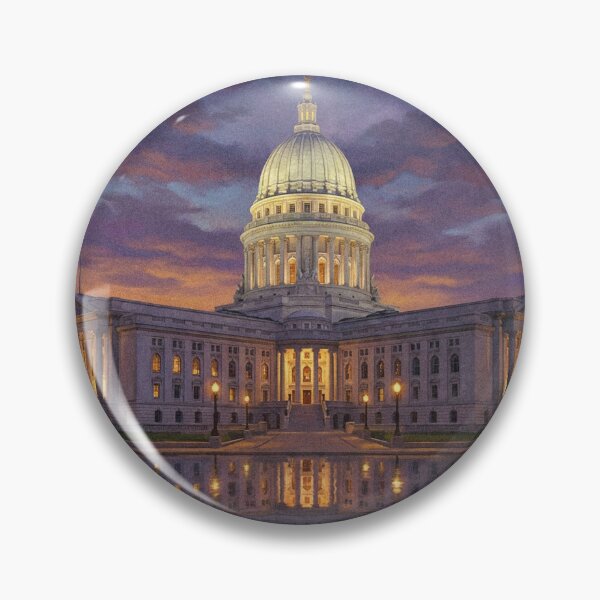 Item preview, Vintage Madison Wisconsin State Capitol Spring Tulips Travel Poster Art designed and sold by Cozy-Old-Pub.