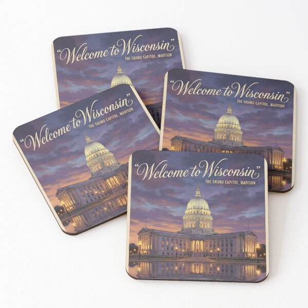 Item preview, Vintage Madison Wisconsin State Capitol Spring Tulips Travel Poster Art designed and sold by Cozy-Old-Pub.