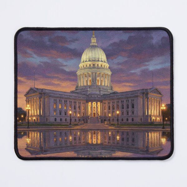 Item preview, Vintage Madison Wisconsin State Capitol Spring Tulips Travel Poster Art designed and sold by Cozy-Old-Pub.