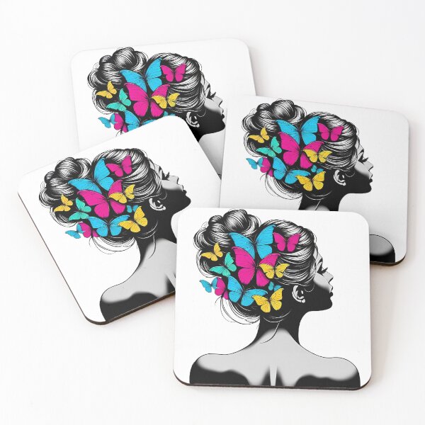 Item preview, Butterfly Hair Woman Mind Freedom Transformation Art designed and sold by DrawDrip.