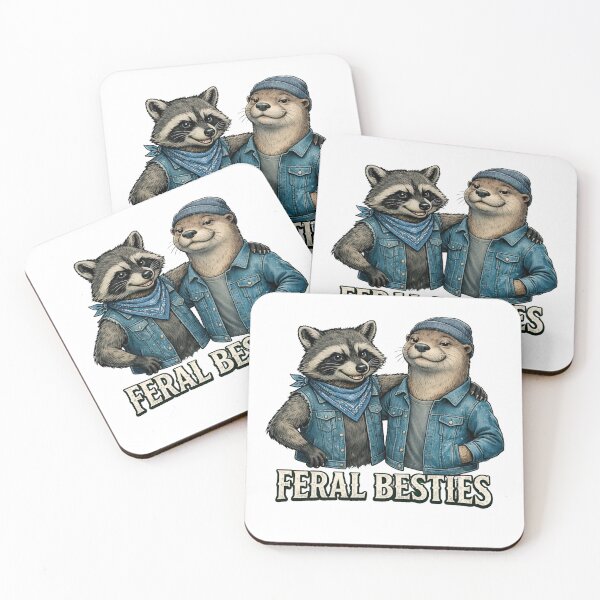 Item preview, Feral Besties T-Shirt, Funny Raccoon Otter Friends Shirt Gift, Wild Animal Friendship Humor Graphic Tee designed and sold by JoyBoyStudio1.