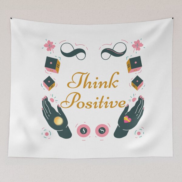 Item preview, Think Positive -  Cute Inspirational Quote Illustration  designed and sold by chunzartshop.