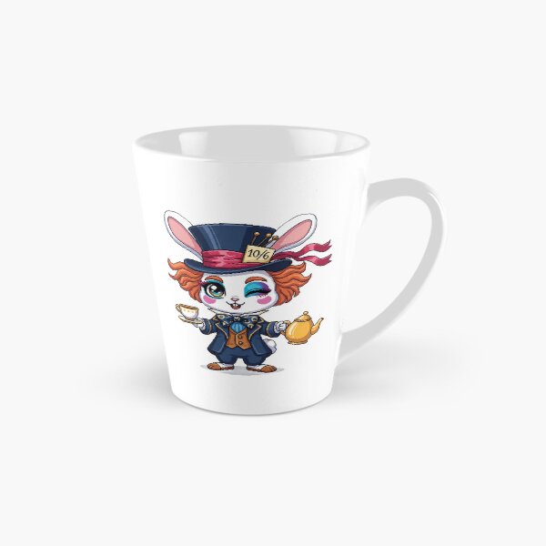 Item preview, Charismatic Mad Hatter Rabbit Pixel Art - Kawaii Alice in Wonderland Bunny with Teacup - Eccentric Cottagecore Sticker designed and sold by Pixel Girl Aesthetic Studio.