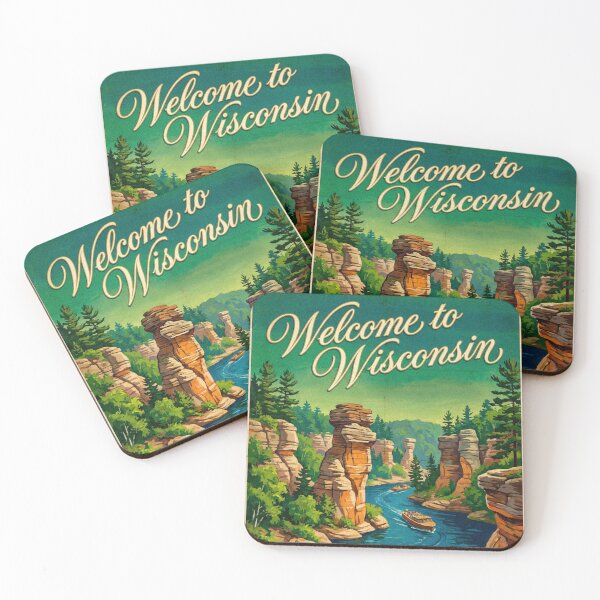 Item preview, Vintage Wisconsin Dells Travel Poster River Boat Tour Art designed and sold by Cozy-Old-Pub.
