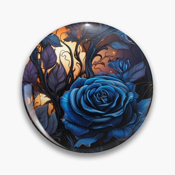 Item preview, Midnight Enchantment: Luminous Blue Roses in a Golden Twilight Garden designed and sold by CharlieDesings.