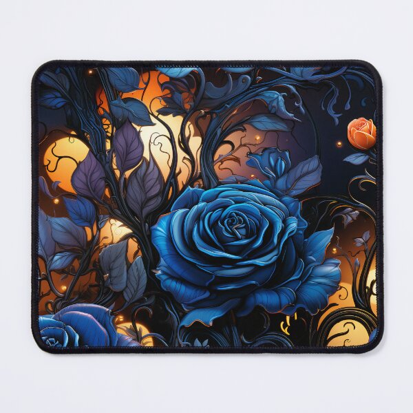 Item preview, Midnight Enchantment: Luminous Blue Roses in a Golden Twilight Garden designed and sold by CharlieDesings.