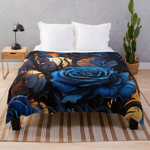 Item preview, Midnight Enchantment: Luminous Blue Roses in a Golden Twilight Garden designed and sold by CharlieDesings.