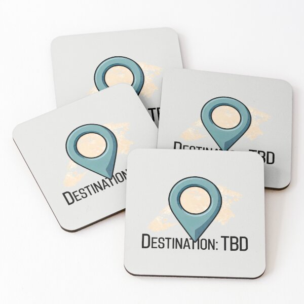 Item preview, Destination: TBD – Teal Location Pin with World Map Background designed and sold by SplashTastic.