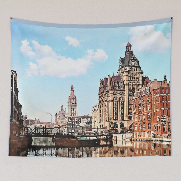 Item preview, The River from Sycamore St, Milwaukee c1901 designed and sold by Susan Savad.