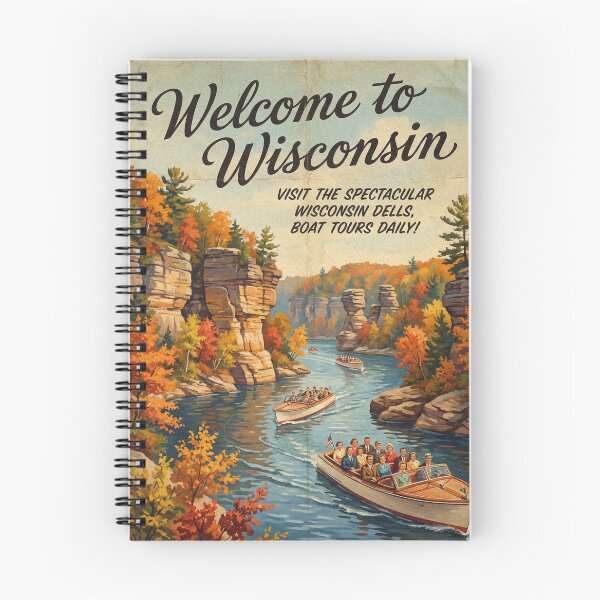 Item preview, Vintage Wisconsin Dells Autumn Foliage Travel Poster Art designed and sold by Cozy-Old-Pub.