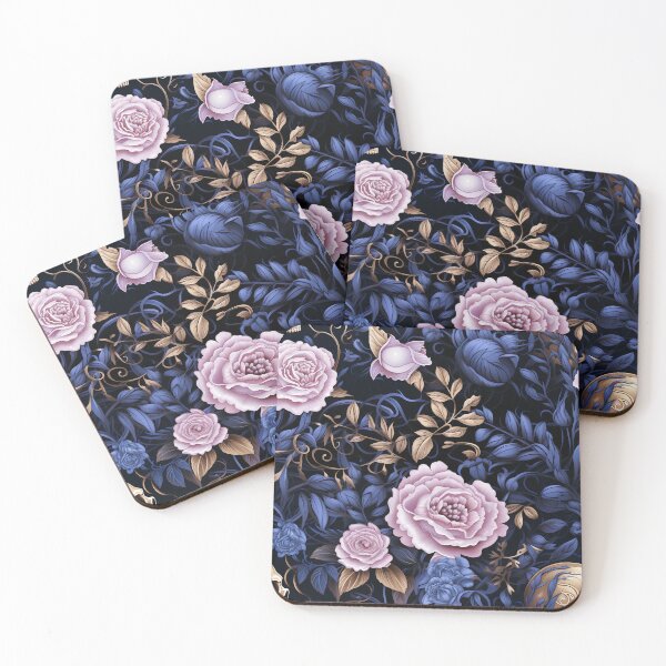 Item preview, Golden Twilight Garden: Luminous Blue Roses and Enchanted Vines designed and sold by CharlieDesings.