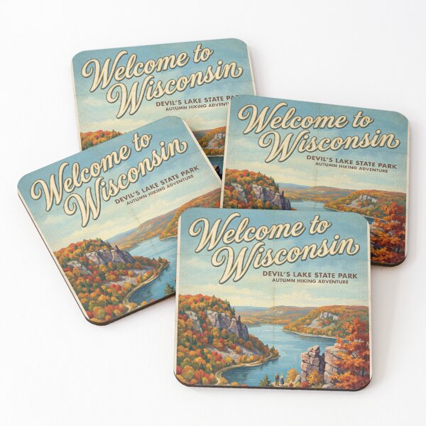 Item preview, Vintage Wisconsin Devil's Lake State Park Autumn Travel Poster Art designed and sold by Cozy-Old-Pub.