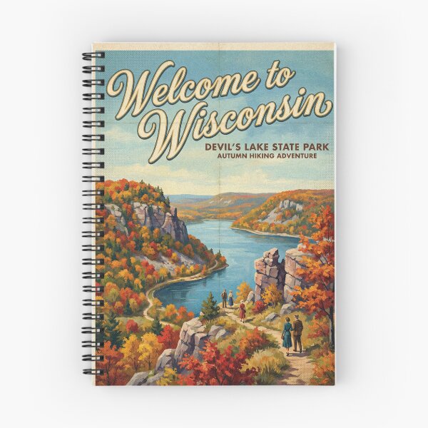 Item preview, Vintage Wisconsin Devil's Lake State Park Autumn Travel Poster Art designed and sold by Cozy-Old-Pub.