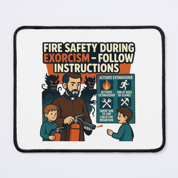 Item preview, Fire Safety (During Exorcism!) designed and sold by Rare Plus Apparel!.