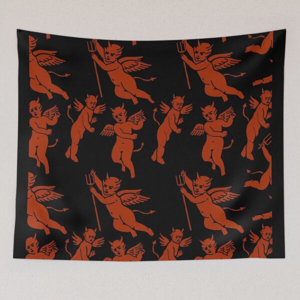 Item preview, Vintage Red Winged Devil Repeating Pattern designed and sold by kiamiontie.