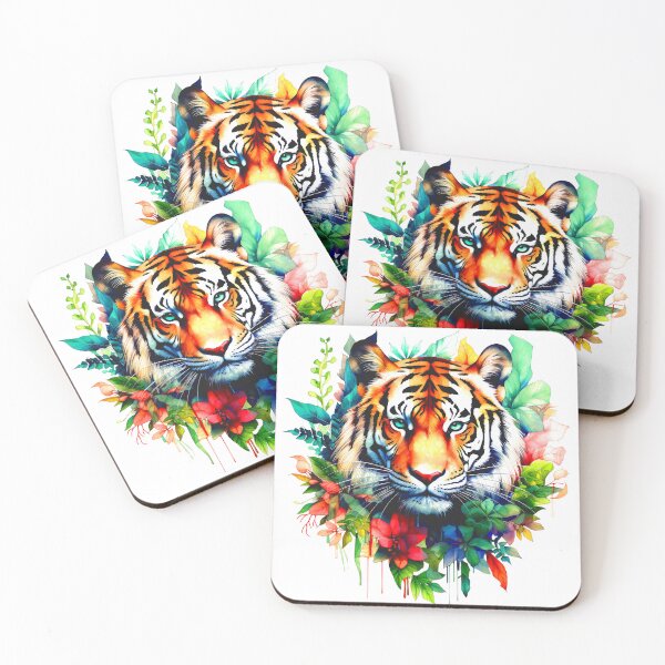 Item preview, Fantasy Tiger Wildlife Stylized Design With Colorful Leaves designed and sold by DEC02.