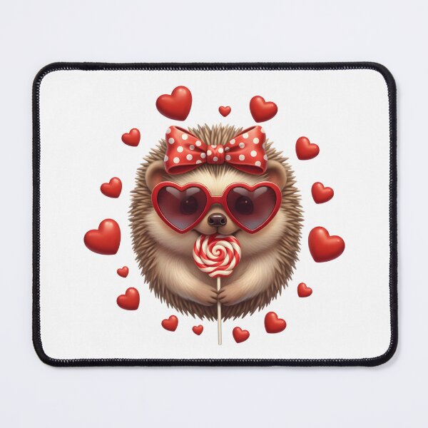 Artikelvorschau, Valentinstags-Igelillustration mit Lutscher entworfen und verkauft von adiencarteras.