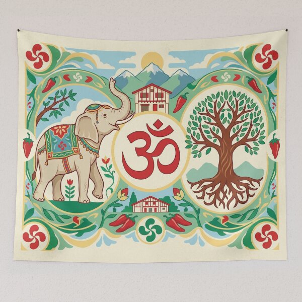 Item preview, Sacred Elephant of the Basque Country – Om & Tree of Life in Harmony designed and sold by Gino64.