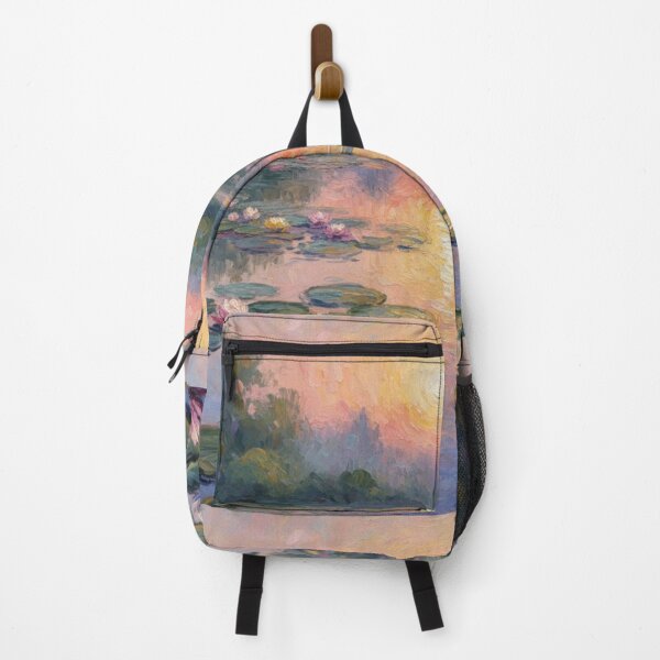 Item preview, Impressionist Water Lilies Painting | Sunset Pond Landscape Wall Art designed and sold by MonaRose_Art.