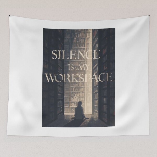 Item preview, Silence Is My Workspace – Quiet Focus Illustration designed and sold by Katzpy.