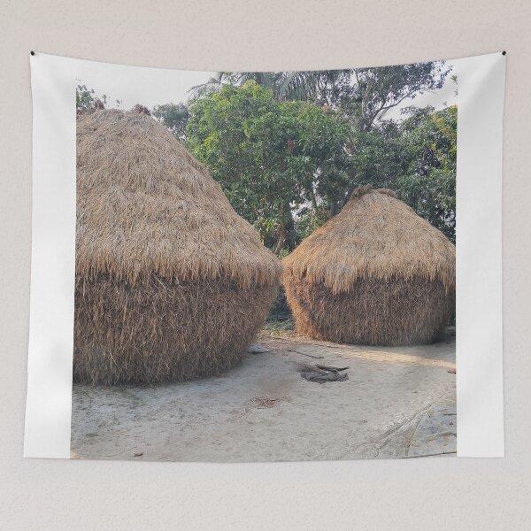 Item preview, Rustic Paddy Granary in Green Farmland – Traditional Rice Storage Barn Photography Print designed and sold by AwesomeDigiShop.