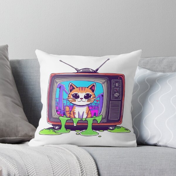 Item preview, Lindo gato en televisión retro de neón con slime designed and sold by Katzpy.