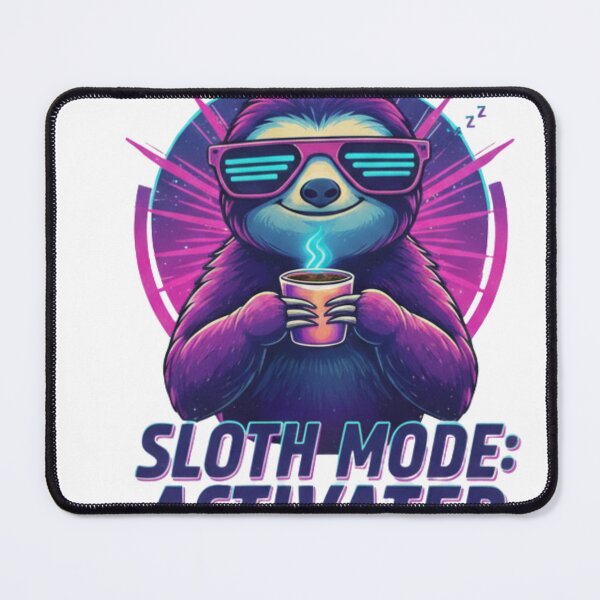 Item preview, Sloth Mode Activated - Retro Synthwave Funny Coffee Sloth designed and sold by AdenDesign..
