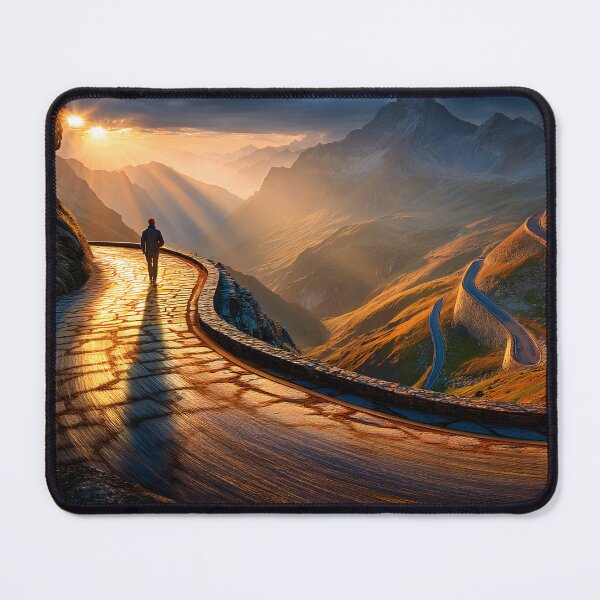 Item preview, Serene Mountain Path at Sunset with Dramatic Peaks designed and sold by Artessie.