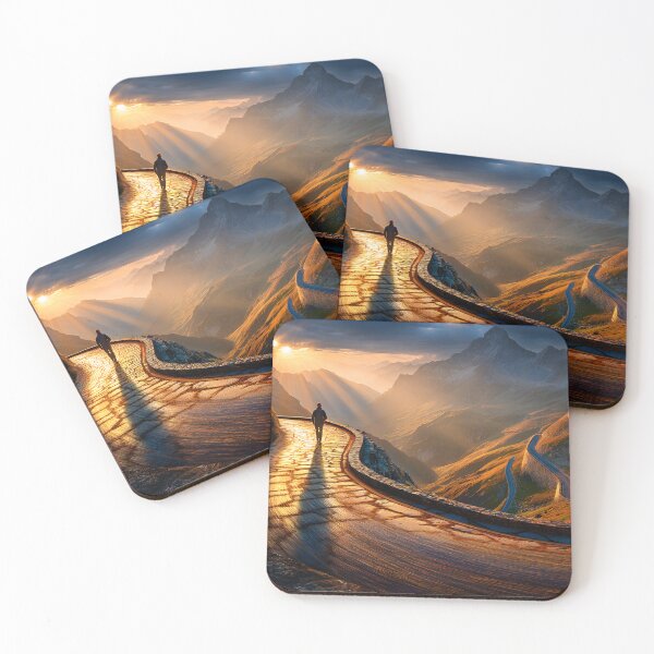 Item preview, Serene Mountain Path at Sunset with Dramatic Peaks designed and sold by Artessie.
