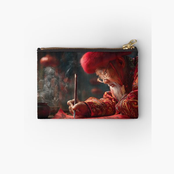 Item preview, Elderly Calligrapher in Traditional Attire Writing designed and sold by Artessie.