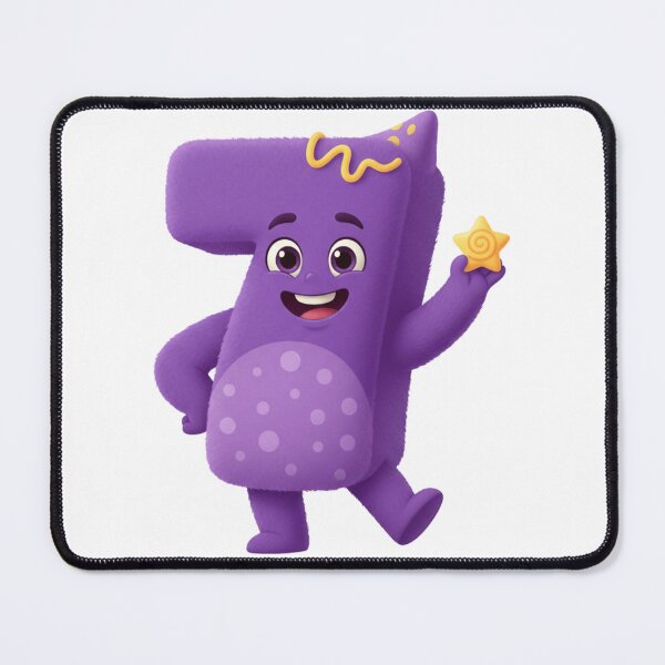 Item preview, Adorable Fuzzy Purple Number 7 | "Lucky Star" Kids Mascot Graphic designed and sold by ToonyTeez.