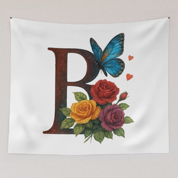 Item preview, Alphabet B with flowers and butterflies  designed and sold by Shandiz Design.