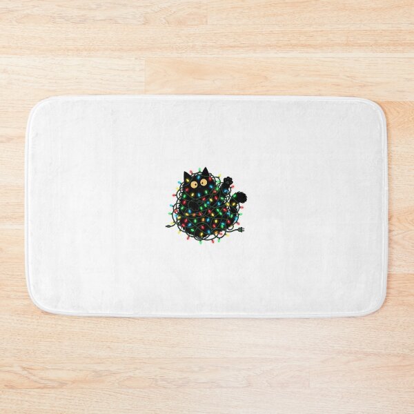 Item preview, Black cat tangled in Christmas lights designed and sold by Stickers à gogo.