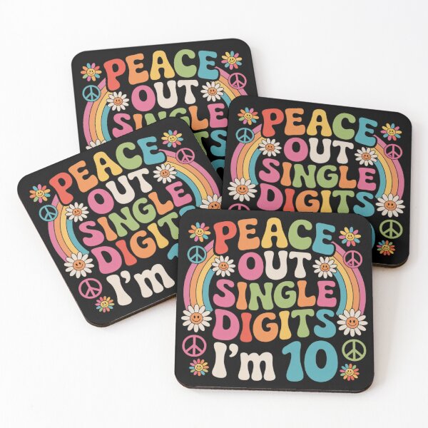 Item preview, Peace Out Single Digits I'm 10 Digits Birthday Girls, 10th Birthday Girl I'm Double Digits 10 Year Old Birthday designed and sold by Dabbing Turtle Designs.