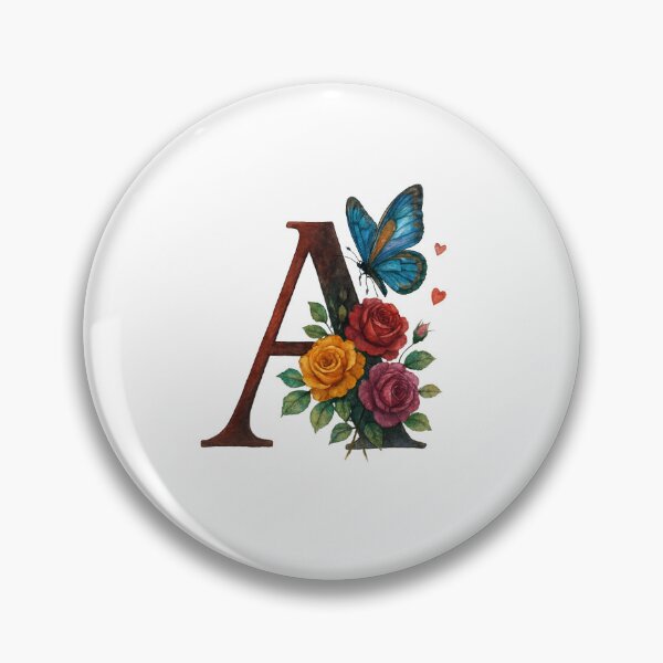 Item preview, Alphabet A with flowers and butterflies  designed and sold by Shandiz Design.