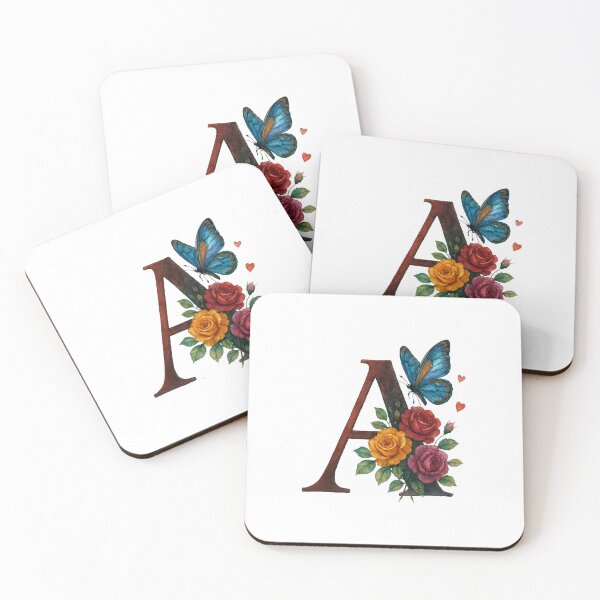 Item preview, Alphabet A with flowers and butterflies  designed and sold by Shandiz Design.