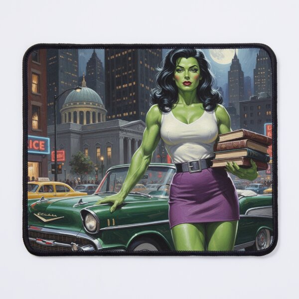 Item preview, Emerald Advocate - 1950s Vintage Legal Clerk Pinup designed and sold by Art's Diner.