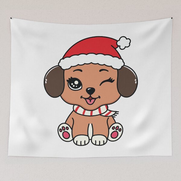 Item preview, Cute Winking Puppy in Santa Hat designed and sold by Marshallamoakohene.