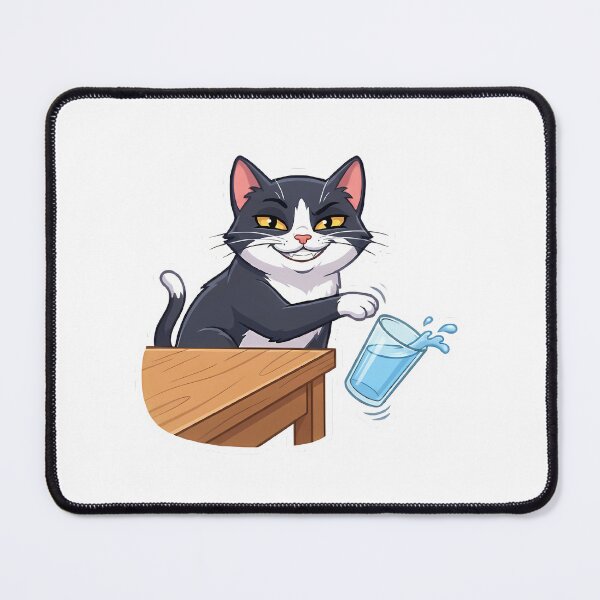Item preview, A mocking tuxedo cat pushing a glass of water designed and sold by Stickers à gogo.