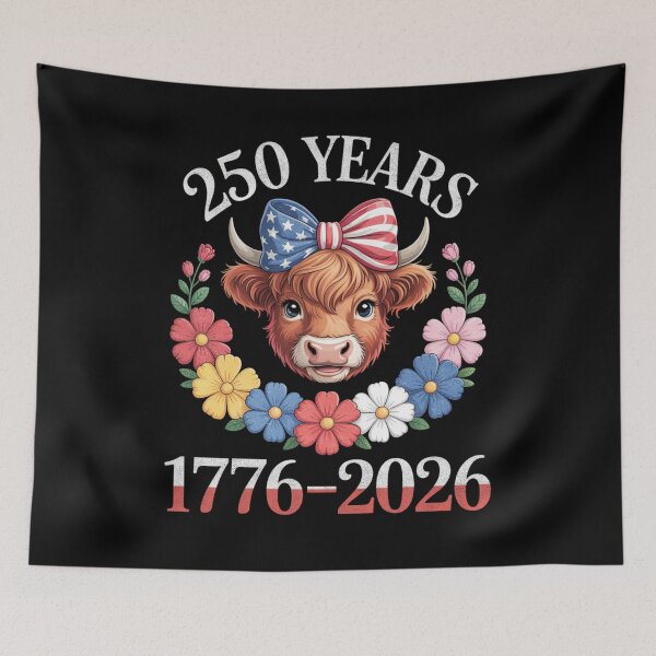 Item preview, 250 Years Highland Cow American Celebration Art designed and sold by FreshVibe Prints.