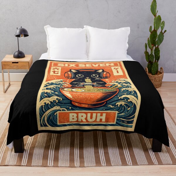 Artikelvorschau, Six Seven Bruh Gamer Cat Ramen, Lustiges 6 7 Meme Gaming Nudel Geschenk, Retro Japanisches Katzen-Grafik-T-Shirt entworfen und verkauft von saloui.
