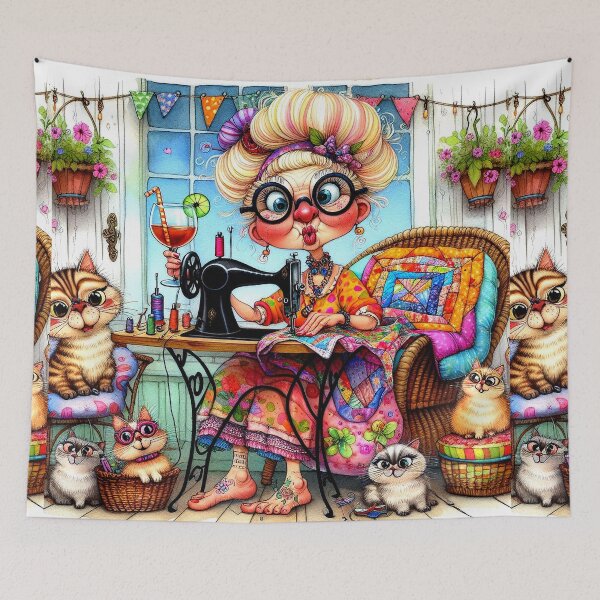 Item preview, Comical Quilting Lady designed and sold by Beyond The Canvas.