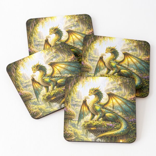 Item preview, Vertical Garden Dragon – Solarpunk Fantasy Nature Art designed and sold by EpicDragons-.