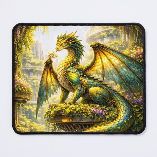 Item preview, Vertical Garden Dragon – Solarpunk Fantasy Nature Art designed and sold by EpicDragons-.