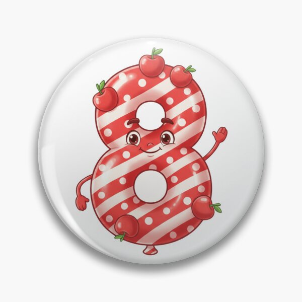 Item preview, Striped Balloon-Style Number 8 with Apples designed and sold by ToonyTeez.